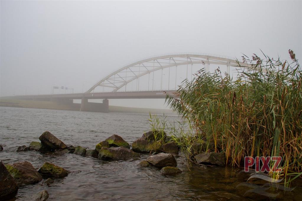 Thoolse brug met mist